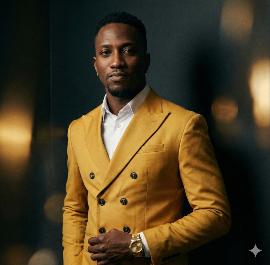 Bespoke Gentleman in Gold and Black Suit